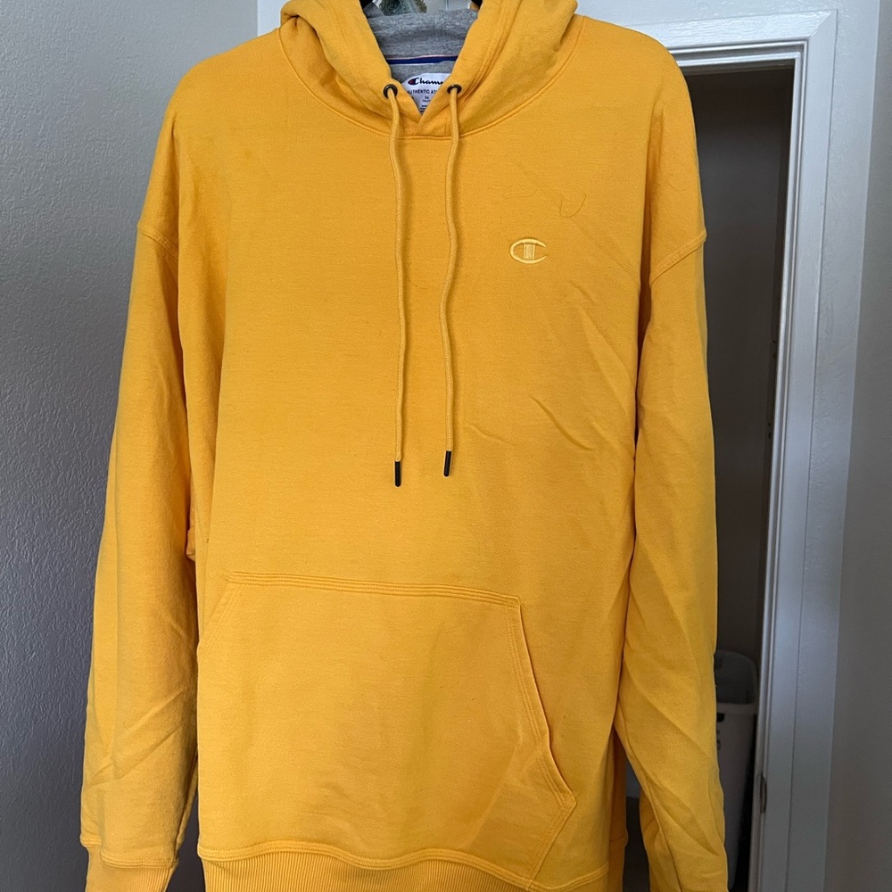 Champion Men's Bright Yellow Hoodie